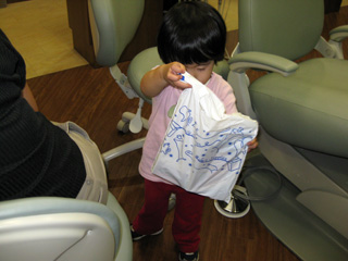 miranda with her goody bag