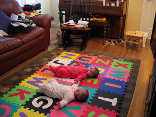 family room with foam letters