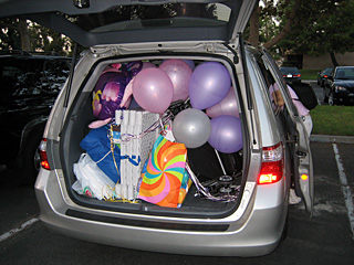 packed minivan