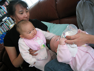 kali watching miranda drink from a bottle