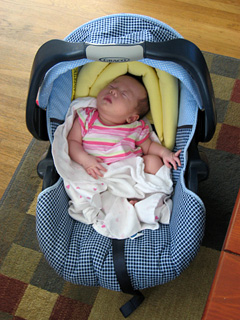 miranda sleeping in her carseat