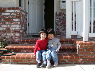 sitting on the steps