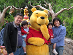 Agnes, Bernard, Eleanor, and Miranda with Winnie the Pooh