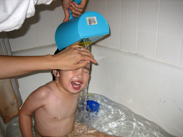 Rinsing Eleanor's Hair