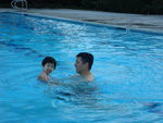 Twirling Miranda in the Pool