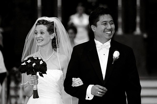 walking down the aisle after the ceremony