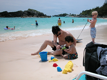 ed and jared on the beach in bermuda